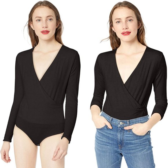 J. Crew Tops - J. Crew Mercantile Black Wrap Style Bodysuit